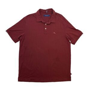 Tommy Bahama Polo Shirt Mens L Large Brick Red Cotton Modal Blend *READ
